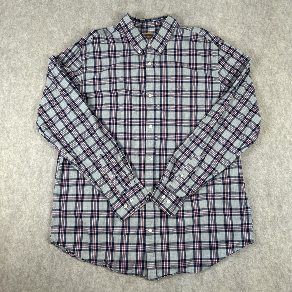 The‎ Foundry Supply Co. Mens Flannel Button Up Shirt XLT Blue Plaid Cotton Cabin